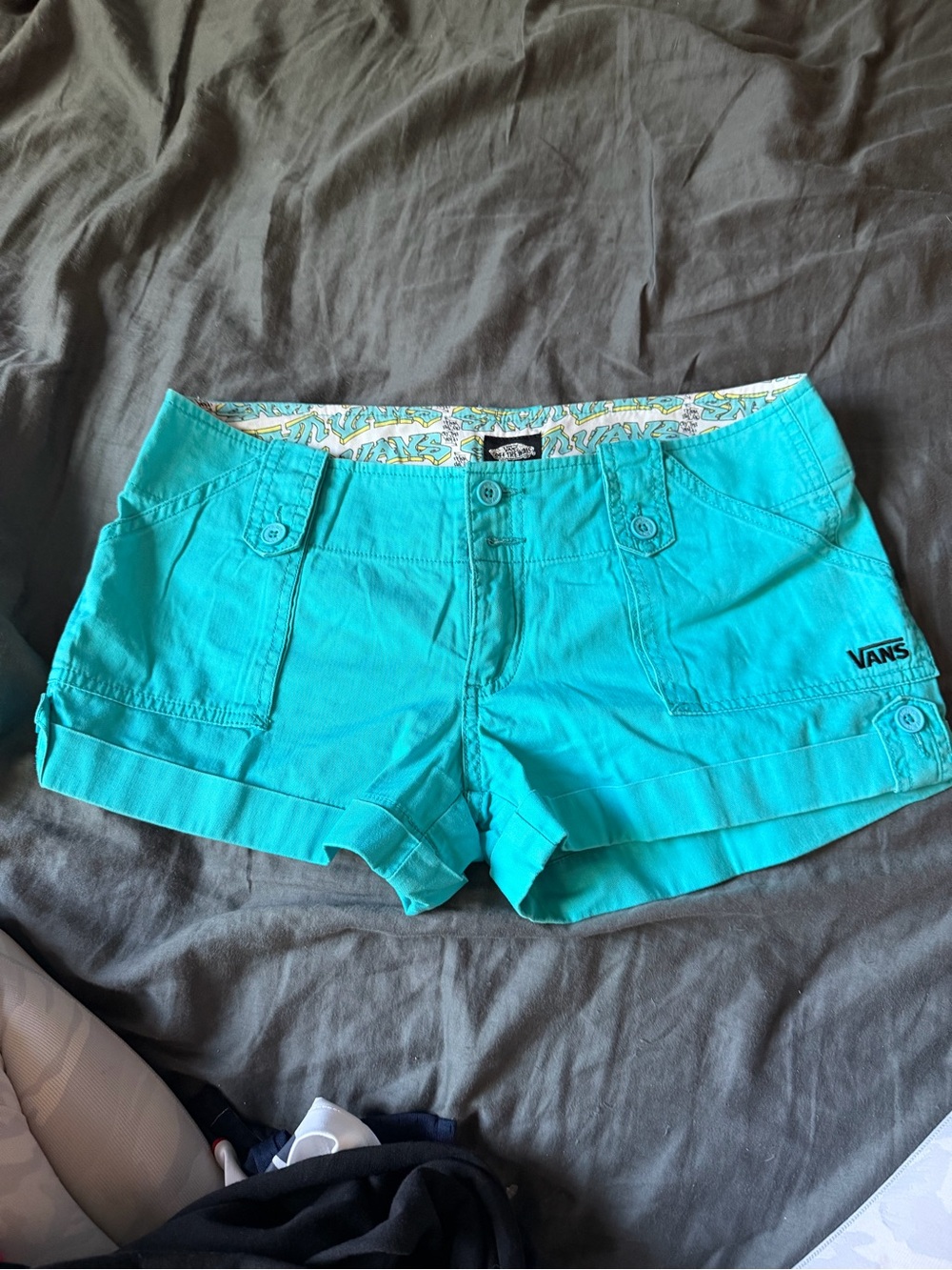 Vans Women's Turquoise Cuffed Cargo Shorts